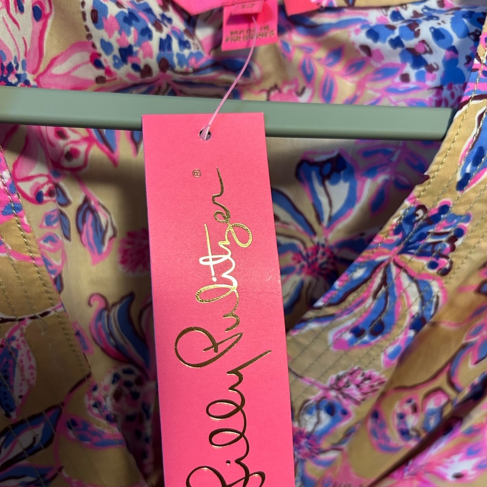 Lilly Pulitzer Pink and Tan Floral Midi Dress - Picture 4 of 4